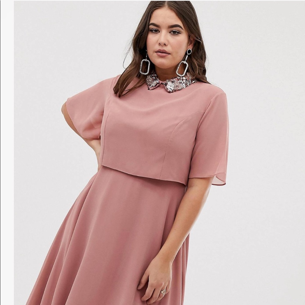 ASOS CURVE rose pink midi dress US size 22
